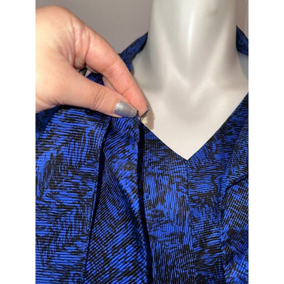 Vtg 50s Hattie Carnegie Blue Black Textured Silk Sheath Dress w/ Shrug Medium - Picture 5 of 12